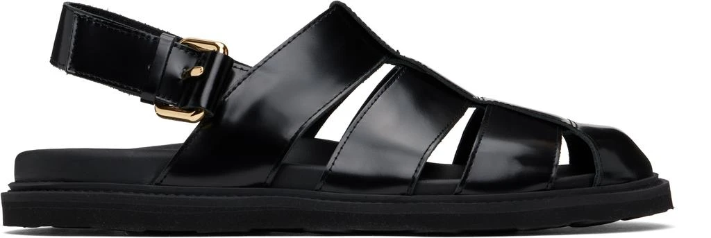 Moschino Black Brushed Calf Leather Sporty Sandals 1