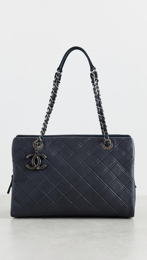 What Goes Around Comes Around Chanel Navy Calfskin Zip Shopping Tote