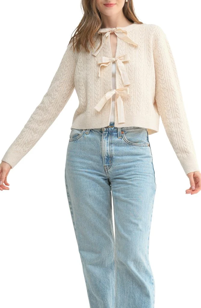 ALL IN FAVOR Tie Front Cable Cardigan 1