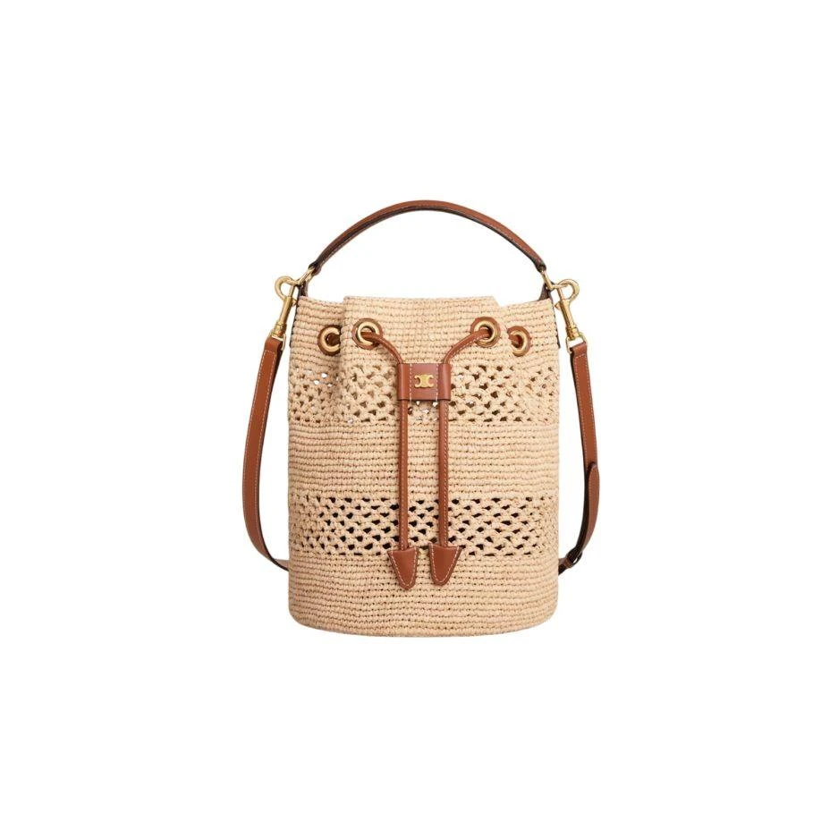 Celine CLARA CELINE CLASSIC PANIER IN RAFFIA AND CALFSKIN 1