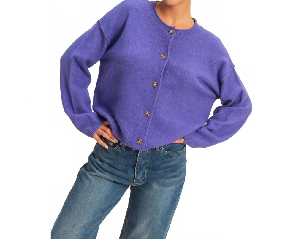 HYFVE Pop Of Color Cardigan Sweater In Purple