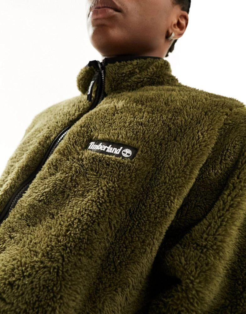 Timberland Timberland high pile fleece borg jacket in olive green 2