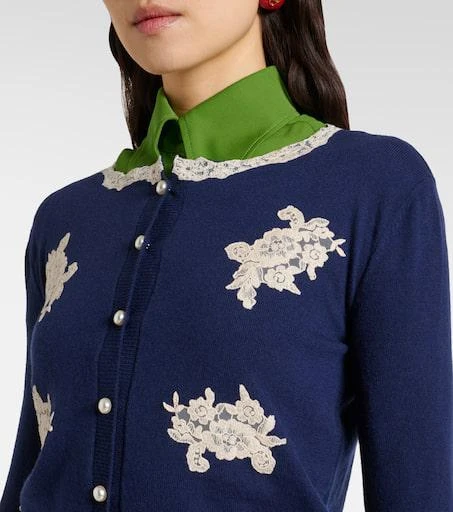 Valentino Lace-trimmed virgin wool cardigan 4