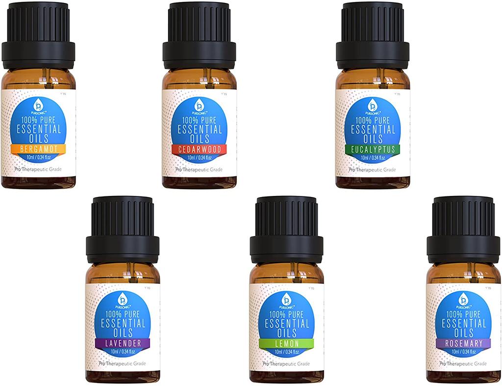 PURSONIC 100% Pure Essential Aromatherapy Oils Gift Set-6 Pack , 10ML(Bergamot, Cedarwood, Eucalyptus, Lavender, Lemon, Rosemary.)