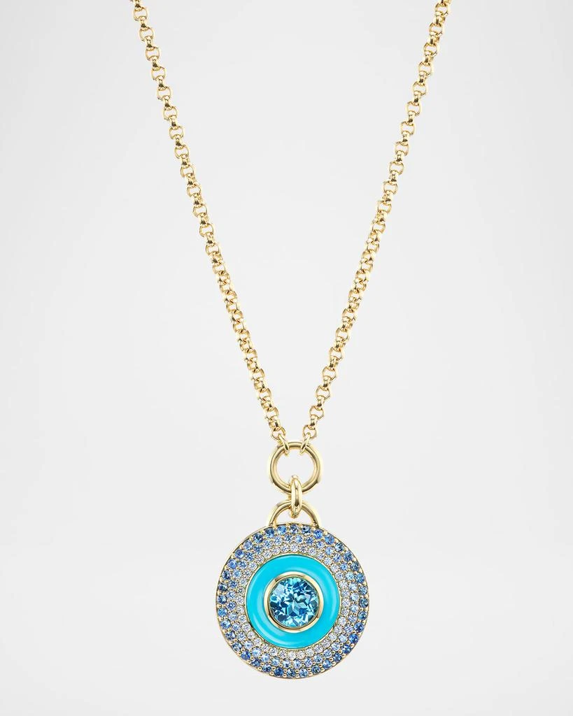 Emily P. Wheeler Water Medallion 18K White and Yellow Gold Necklace with Topaz, Sapphire and Turquoise 1
