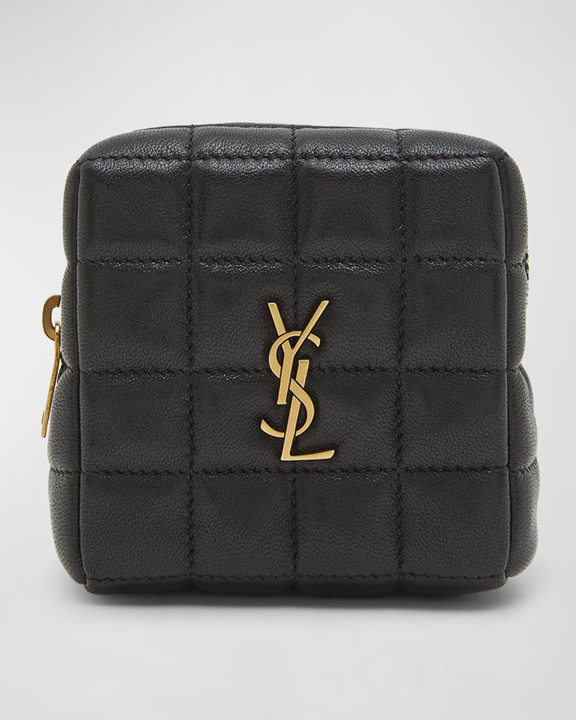 Yves Saint Laurent Cassandre Mini YSL Cube Pouch in Quilted Smooth