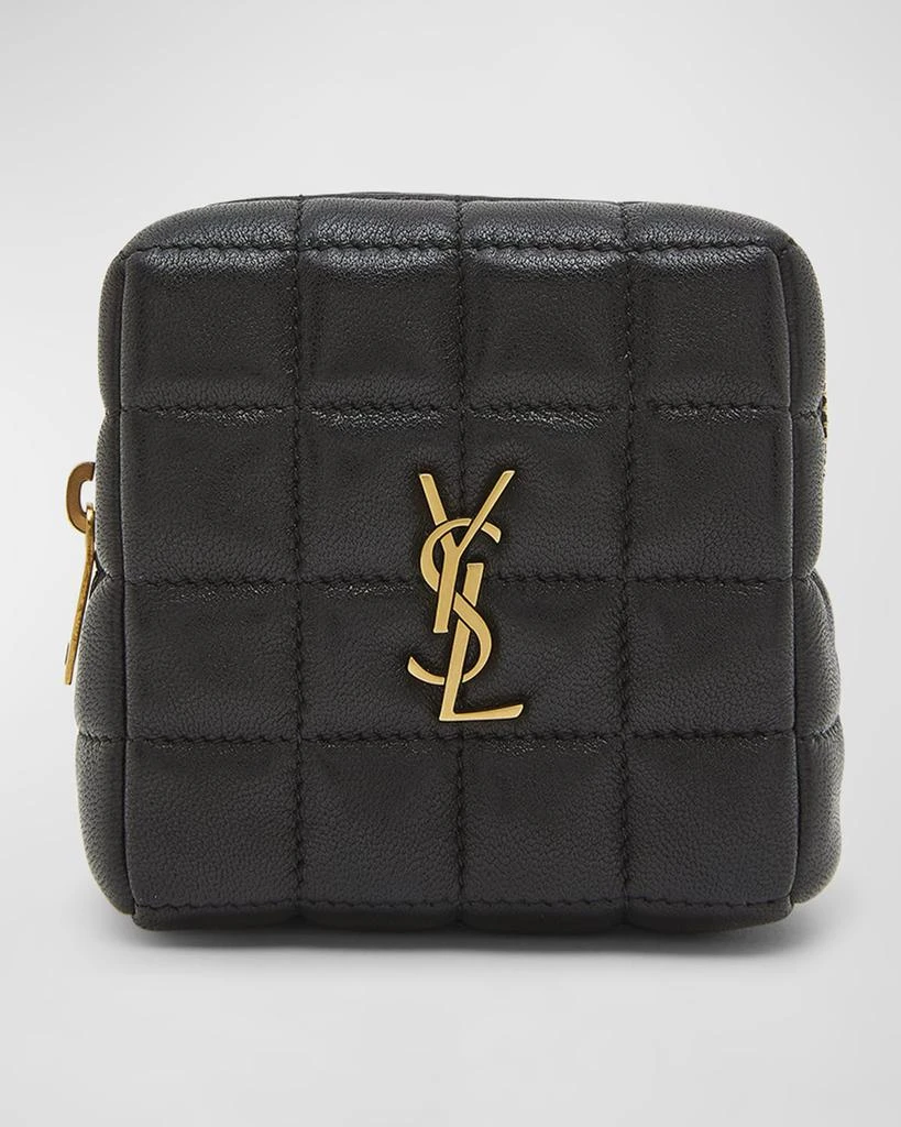 Yves Saint Laurent Cassandre Mini YSL Cube Pouch in Quilted Smooth Leather 1