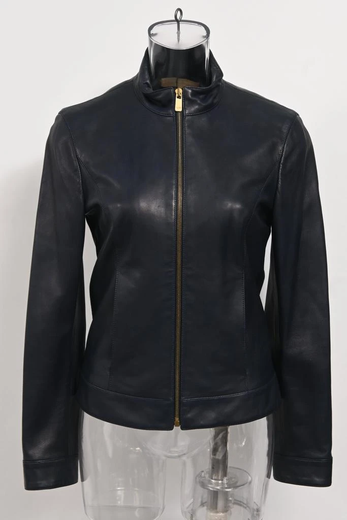 Michael Kors Zipped Jacket in Navy Blue Leather 6