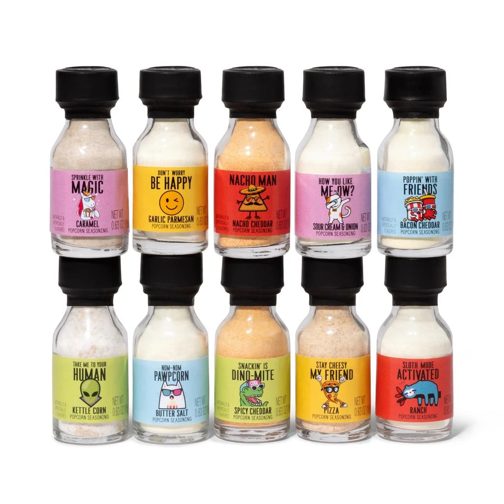 Thoughtfully Gourmet, Popcorn Party Seasoning Sampler Gift Set, Set of 10 2