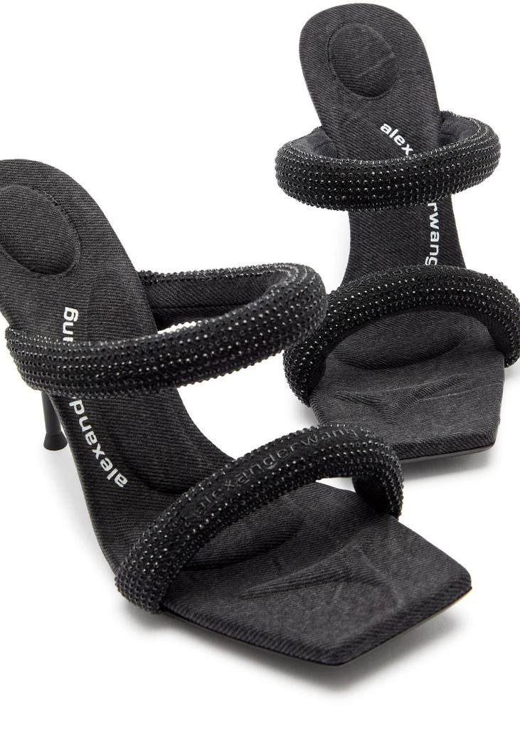 Alexander Wang Julie 105 crystal-embellished tubular denim sandals 3