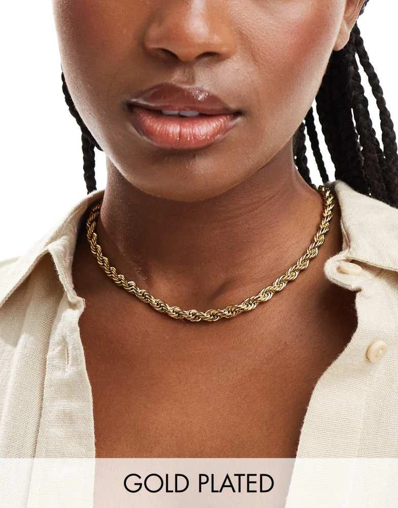 Neck On The Line Neck On The Line 6mm gold plated stainless steel rope chain necklace 1