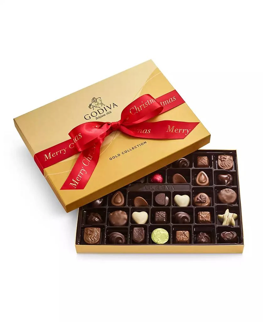 Godiva Holiday Gold Ballotin Chocolate Gift Box with Merry Christmas Ribbon, 36 Piece 2