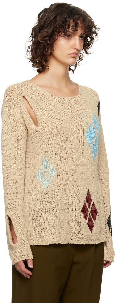 TheOpen Product Beige Argyle Sweater