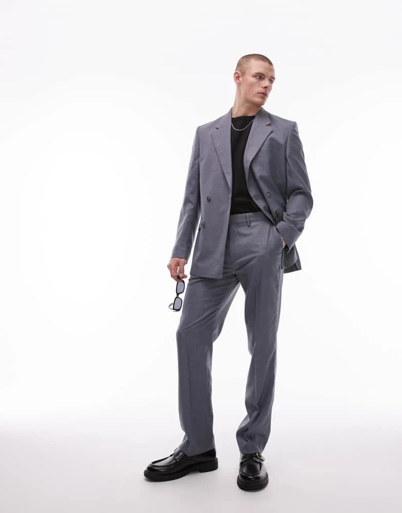 Topman Topman straight suit trousers in blue 1