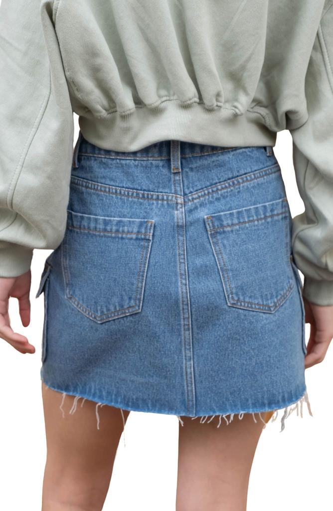 Blu Pepper Cargo Denim Miniskirt