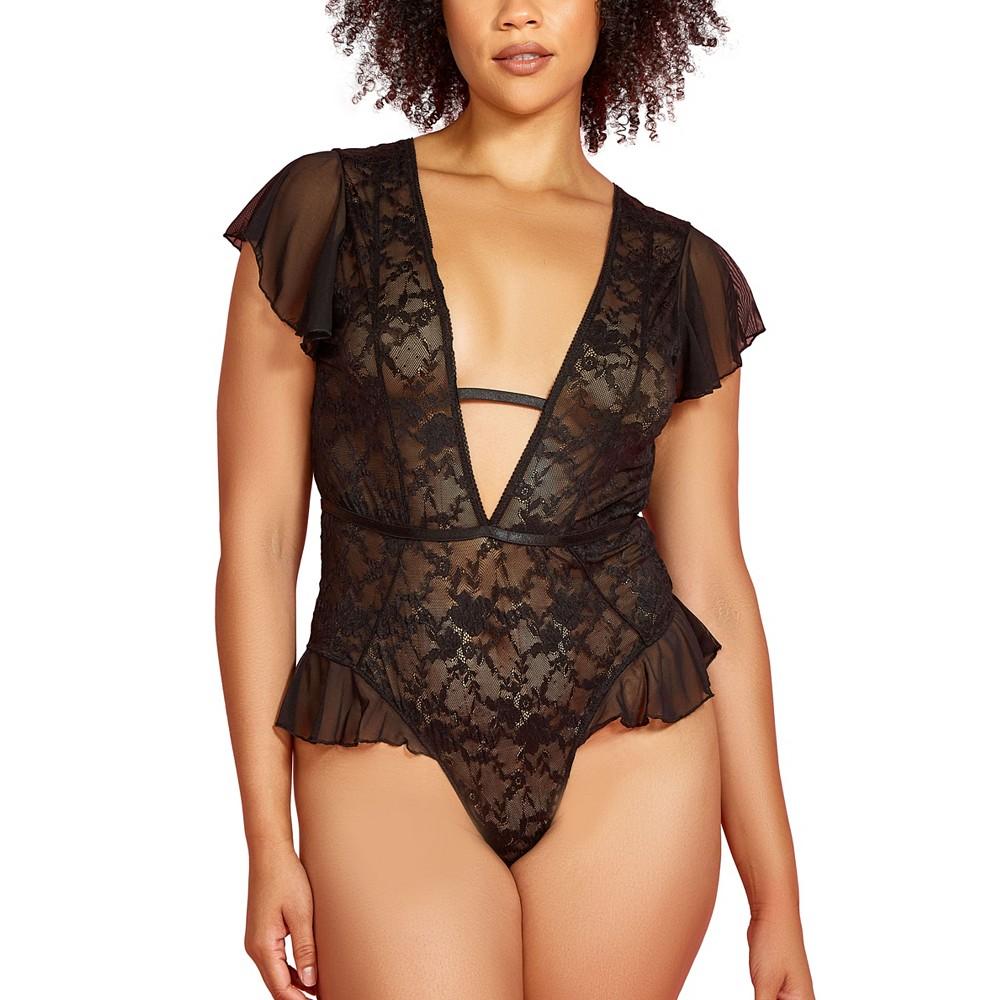 Hauty Plus Size Plunge Neck Laced Bodysuit 1 Pc Lingerie