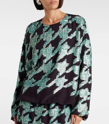 Dries Van Noten Sequined houndstooth silk sweatshirt 4