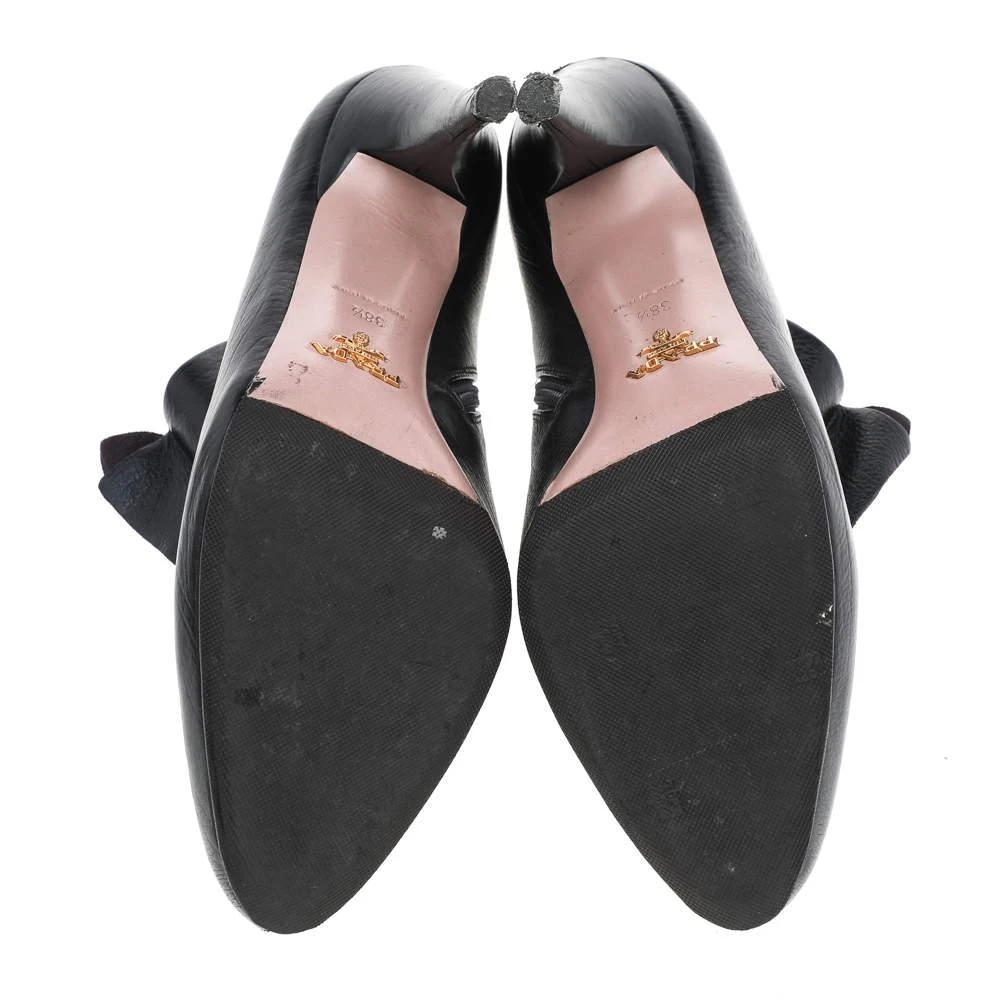 Prada Prada Black/Purple Leather And Suede Ruffle Detail Ankle Length Booties Size 38.5 6