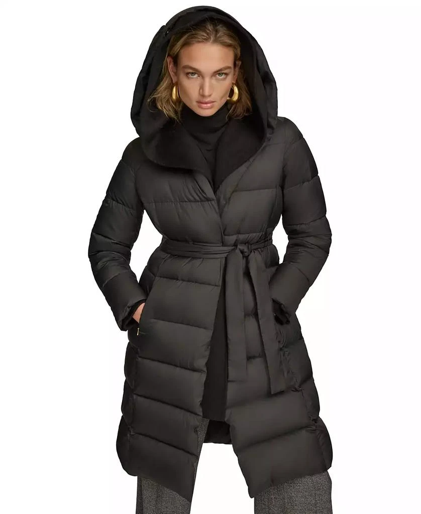 Donna Karan Women's Belted Hooded Puffer Coat 5
