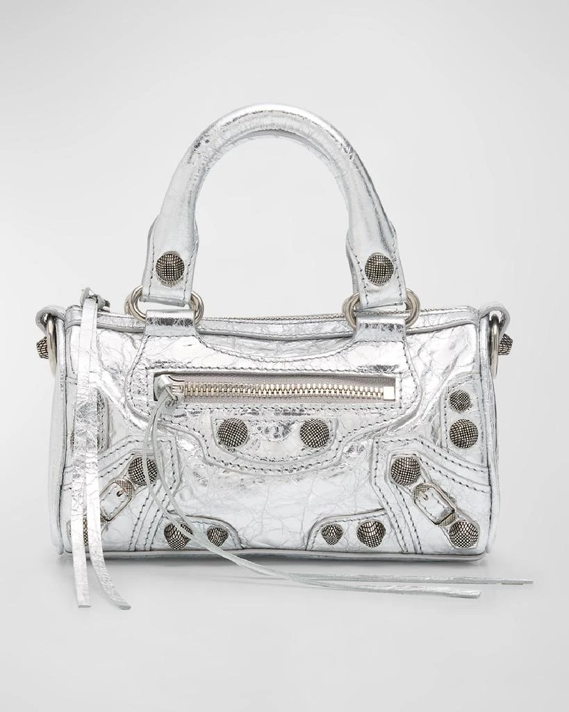 Balenciaga Le Cagole Nano Metallic Leather Top-Handle Bag 1