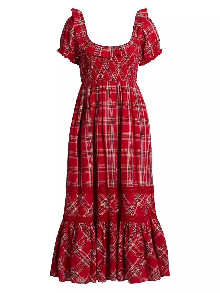 LOVESHACKFANCY London Tartan Gerania Midi-Dress 1