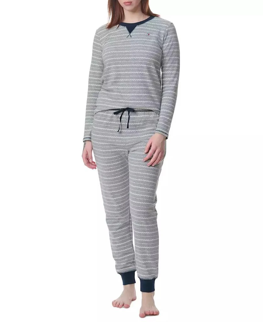 Tommy Hilfiger Women's 2-Pc. Packaged Printed Thermal Pajamas Set 4