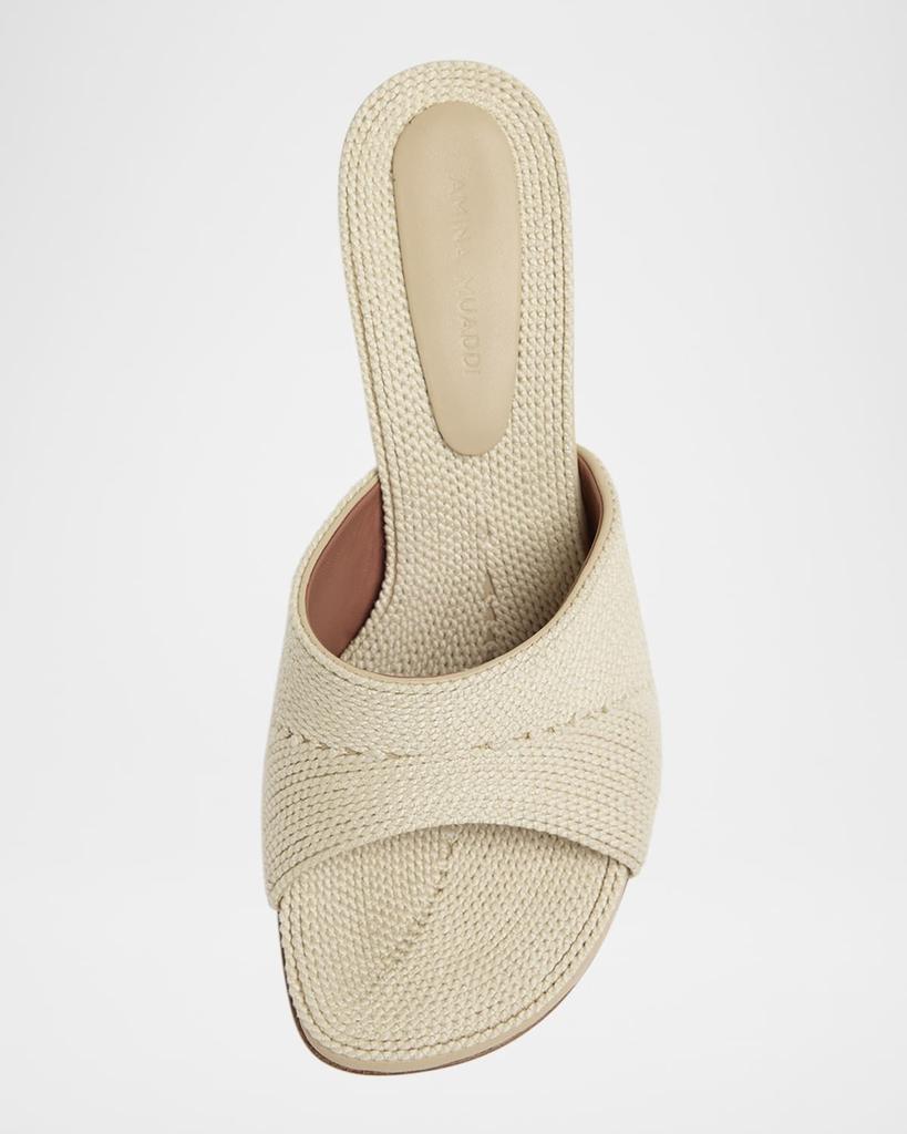 Amina Muaddi Taylor Woven Slipper Mule Sandals - Slippers