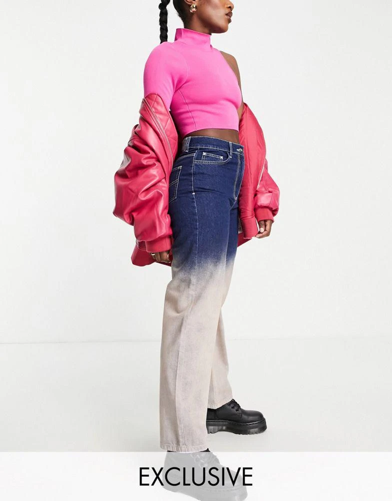 COLLUSION COLLUSION x014 90s baggy dip dye jeans in blue and beige 1