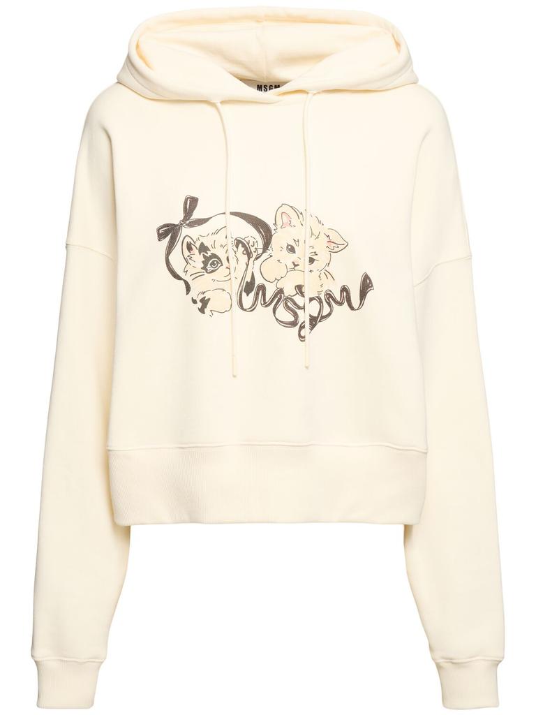 MSGM Kitten Printed Cotton Jersey Hoodie