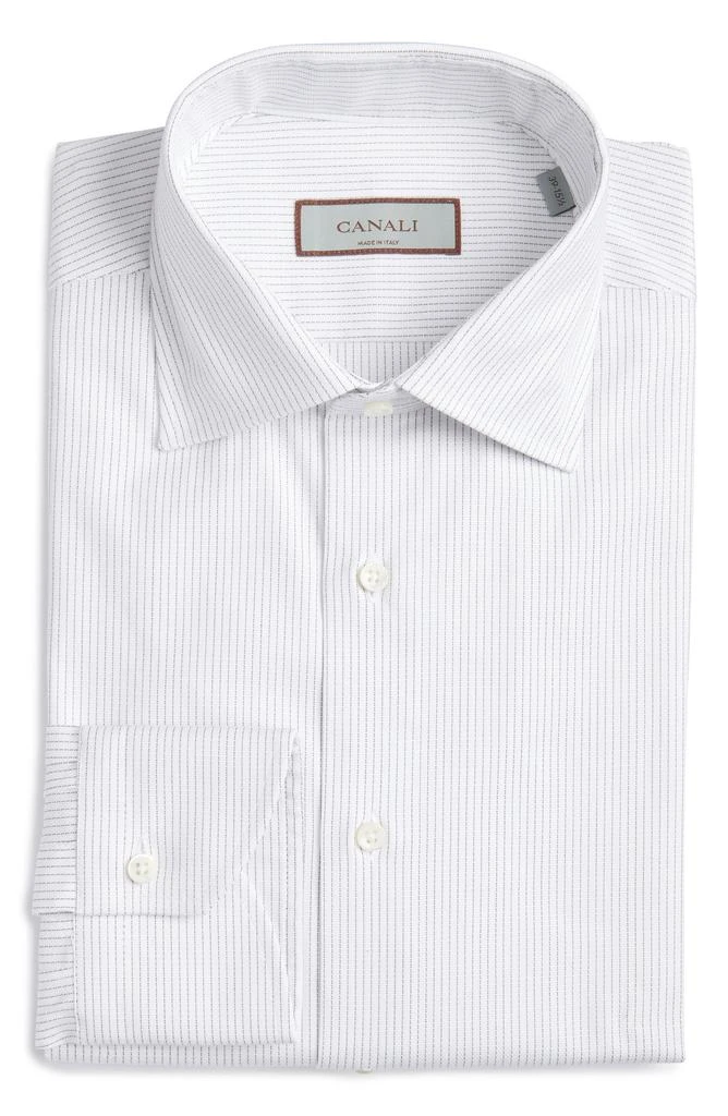 Canali Regular Fit Pinstripe Stretch Cotton Dress Shirt 6