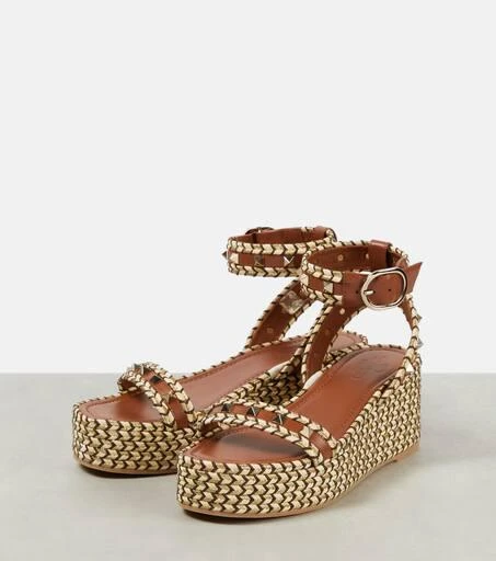 Valentino Rockstud leather espadrille wedges 5