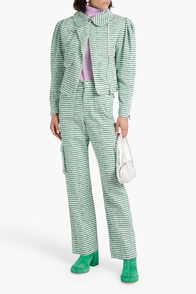 shrimps Annette printed cotton-twill straight-leg pants