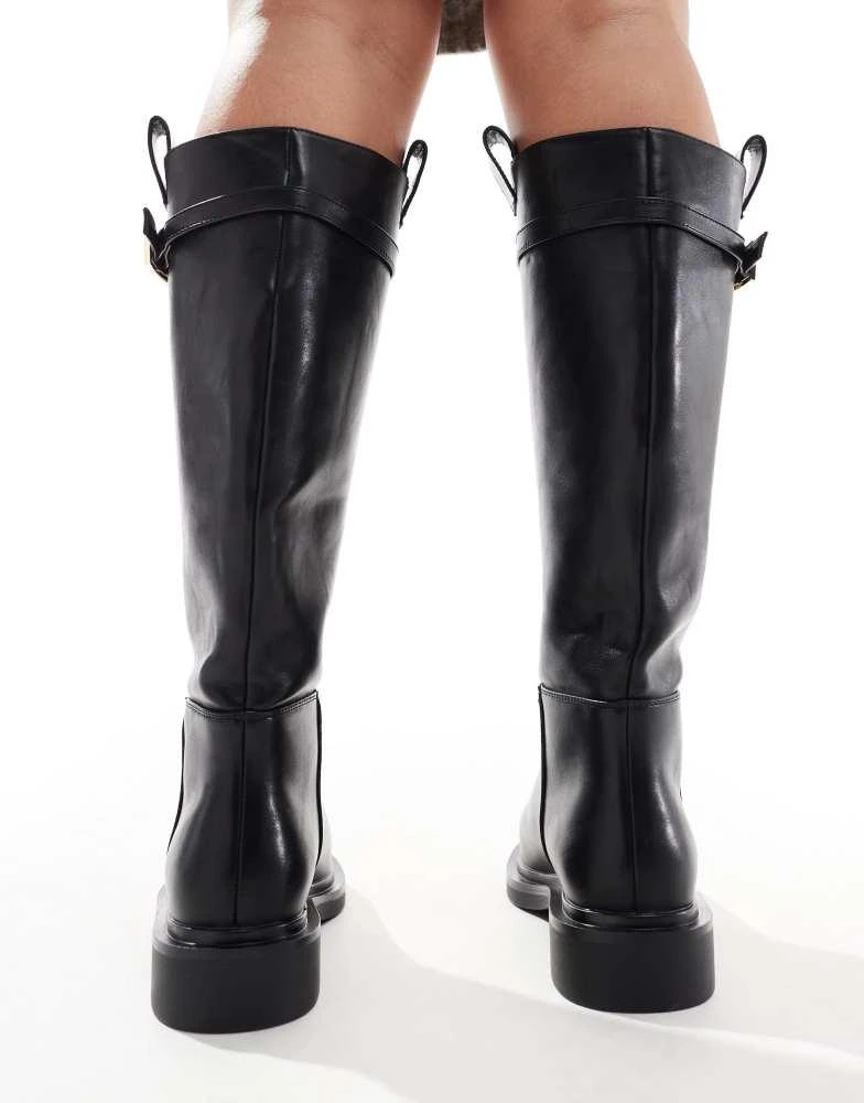 ASOS ASOS DESIGN Wide Fit Callie smart flat riding knee boots in black 2