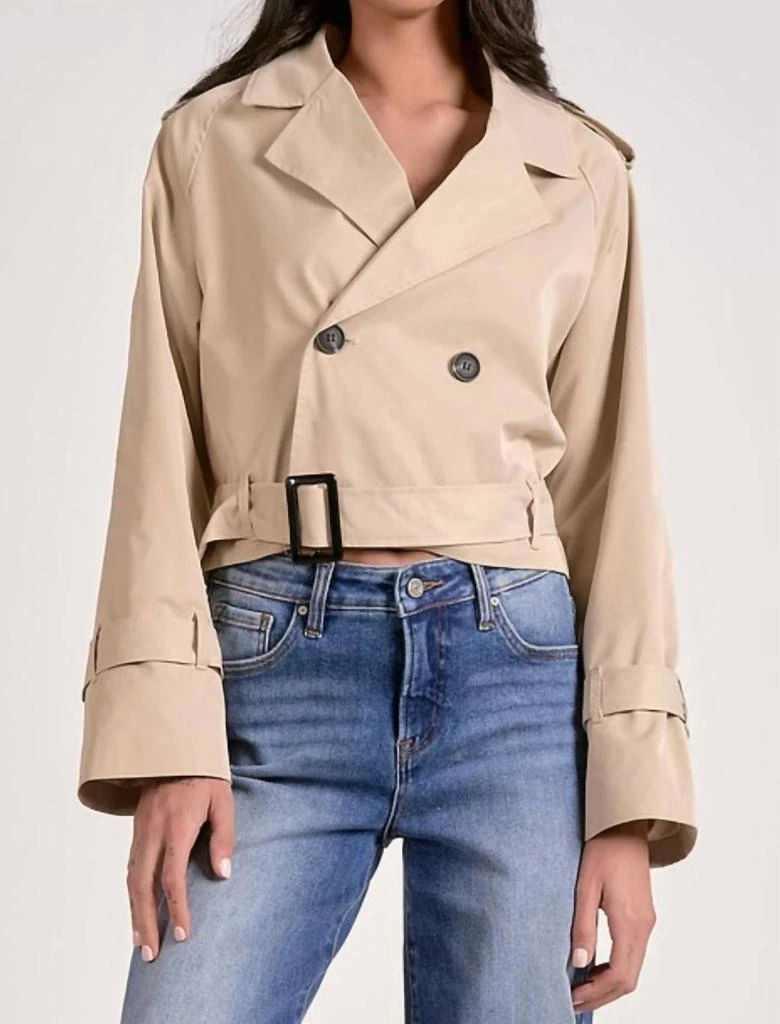 Elan Elan - Crop Belted Trench Coat