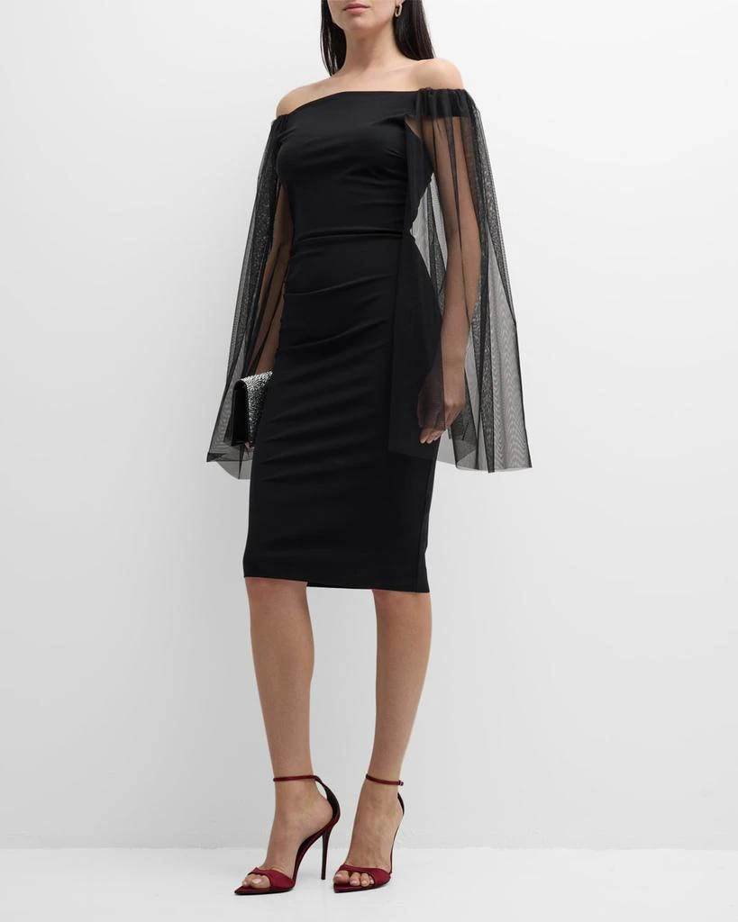 Chiara Boni Gabris Off-Shoulder Cape-Sleeve Midi Dress 1