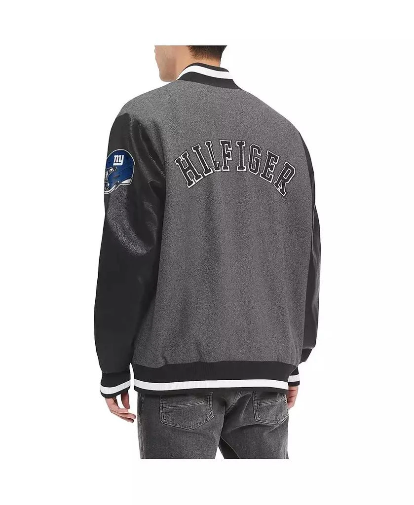 Tommy Hilfiger Men's Heather Gray, Black New York Giants Gunner Full-Zip Varsity Jacket 2