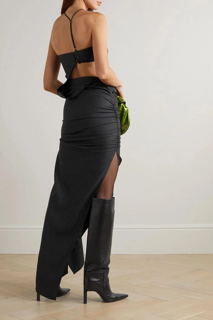 SUPRIYA LELE Asymmetric cutout ruched crepe midi dress 3