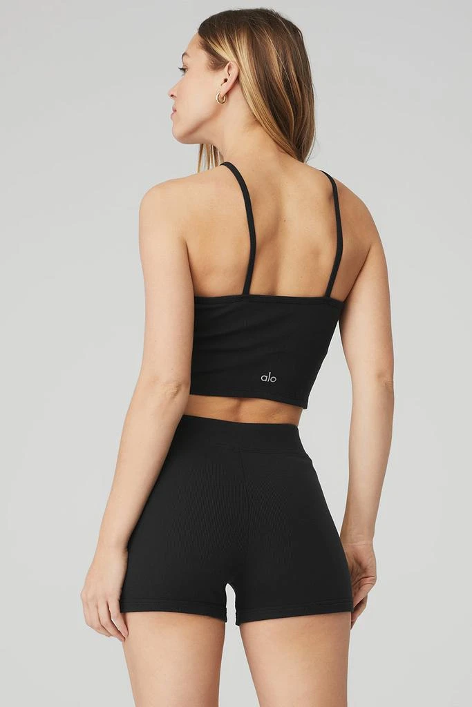Alo Goddess Ribbed Cross Crop Top - Black 2