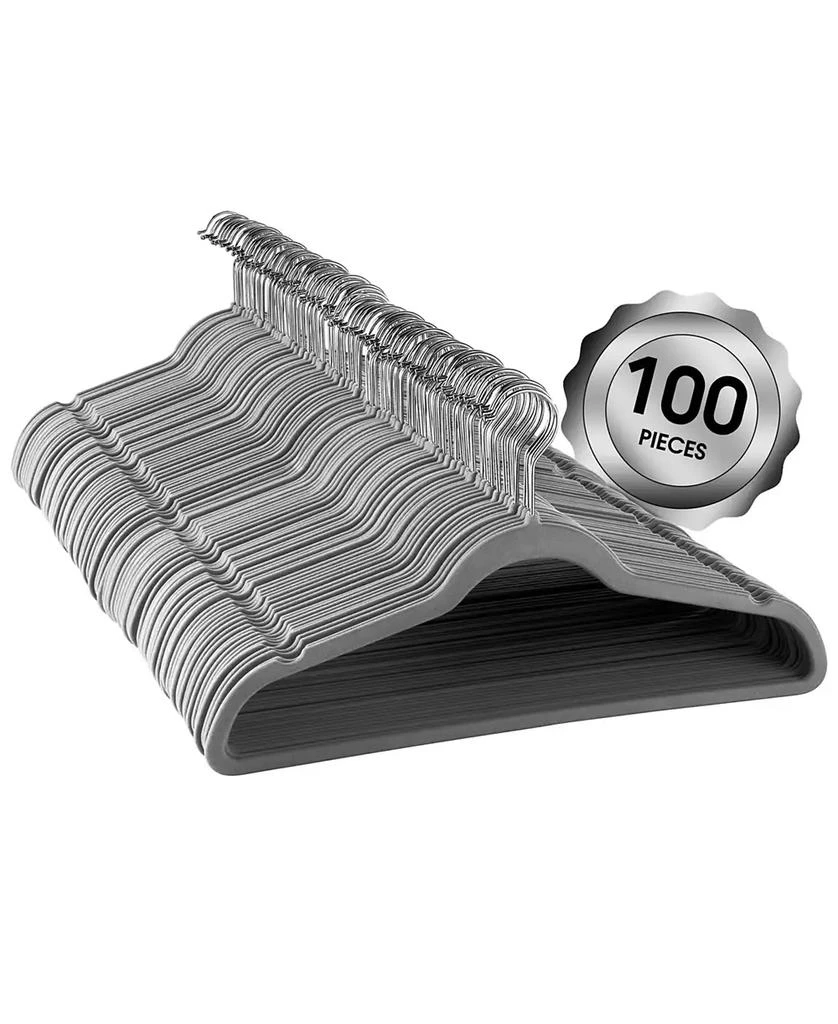 Elama Home 100 Piece Velvet Slim Profile Heavy Duty Felt Hangers with Stainless Steel Swivel Hooks in Pink