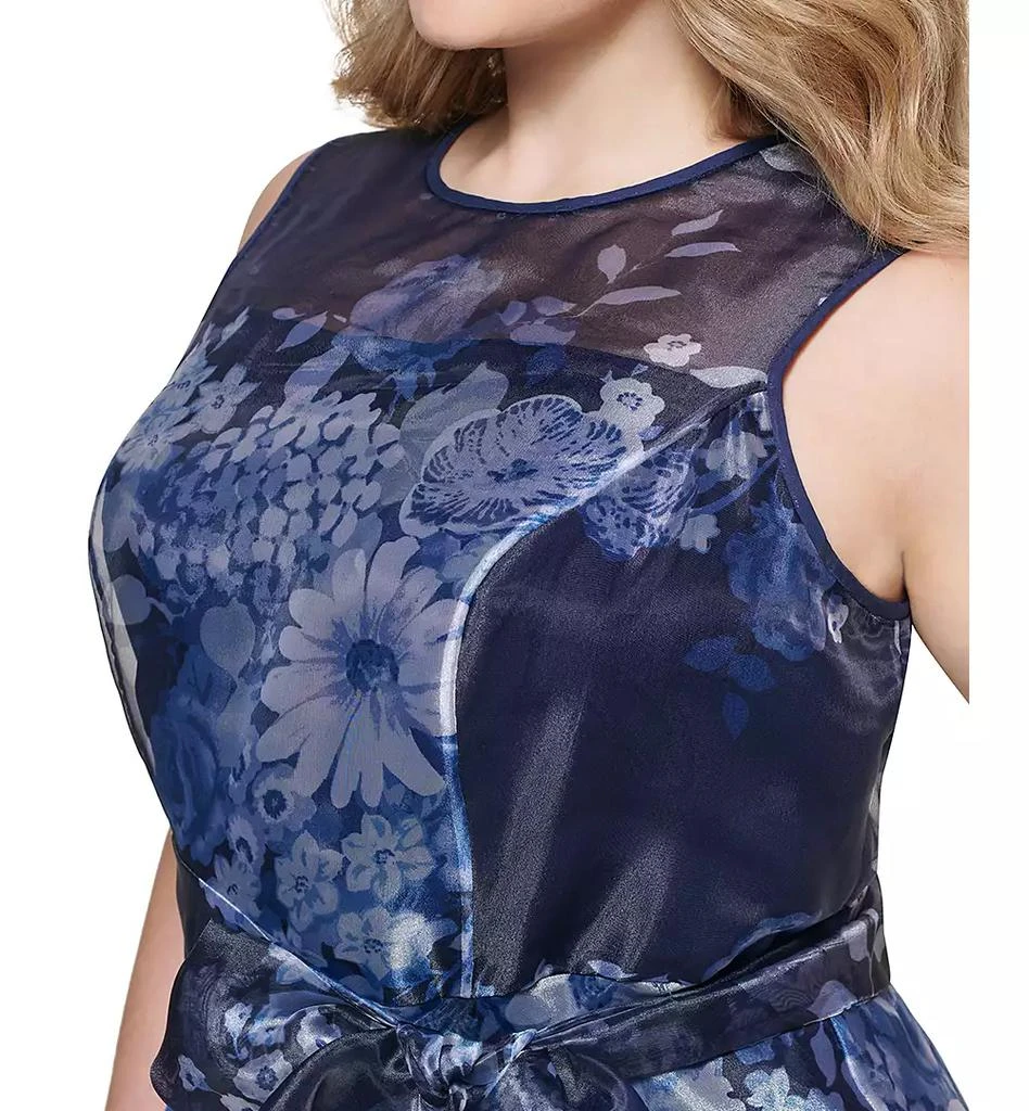 Eliza J Plus Size Printed Organza Wide-Leg Jumpsuit 4