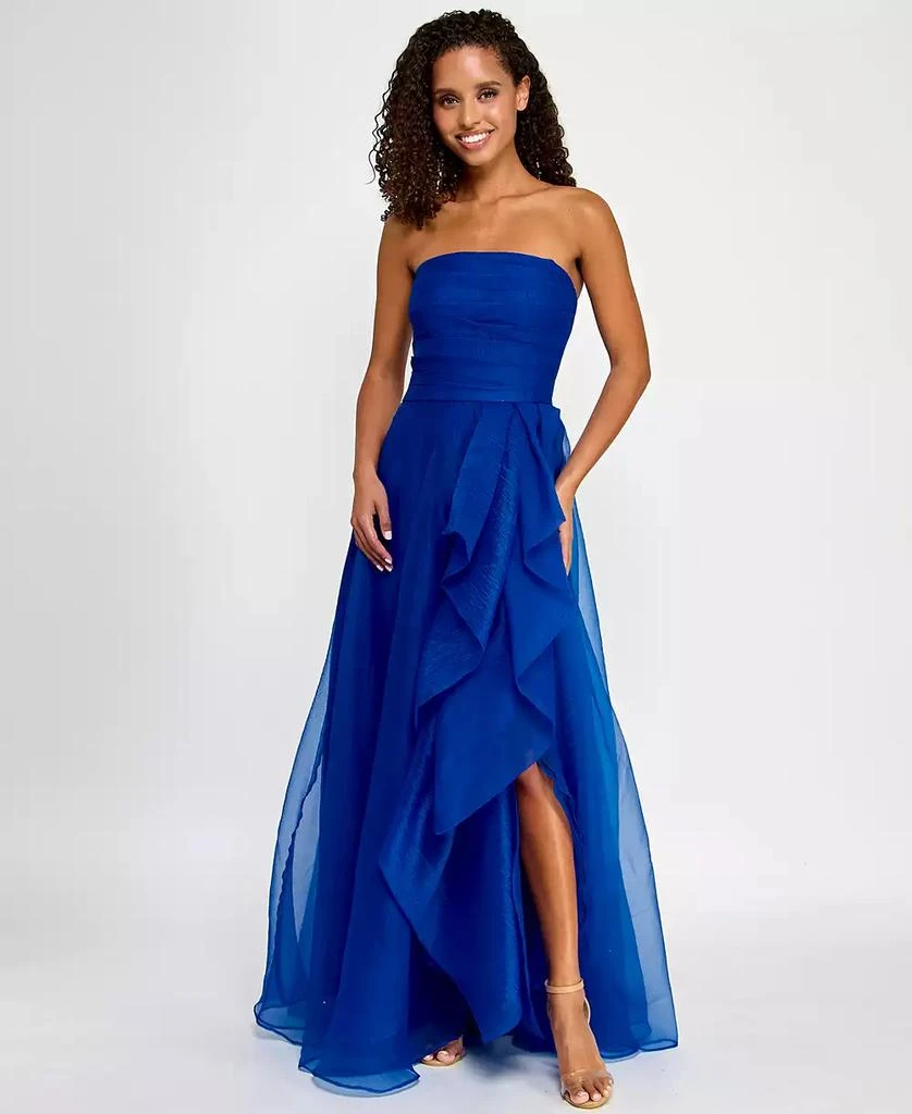 B Darlin Juniors' Asymmetric Drape Strapless Ball Gown, Created for Macy's 1