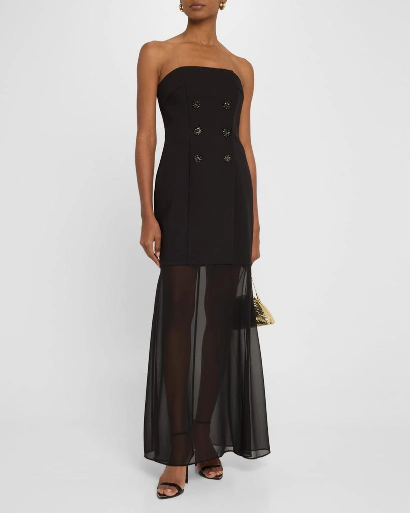 Liv Foster Ally Strapless Sheer-Skirt Crepe Gown 4