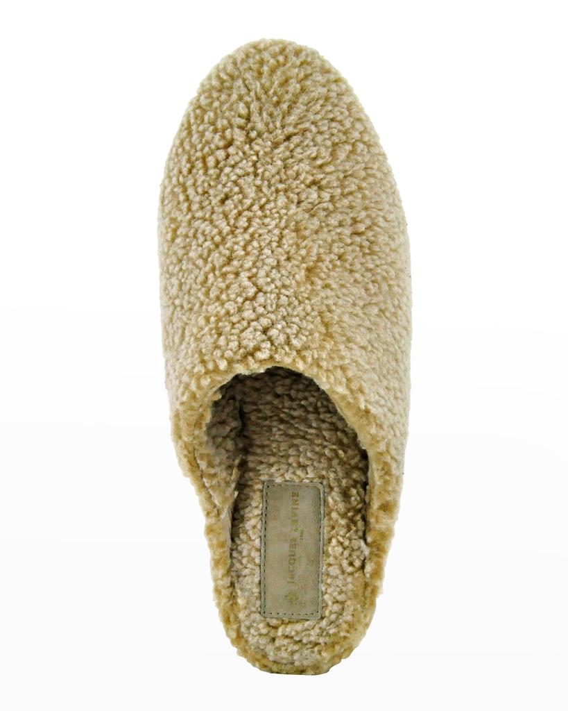 Jacques Levine Faux Fur Wedge Slippers Tan 5.5b 35.5eu