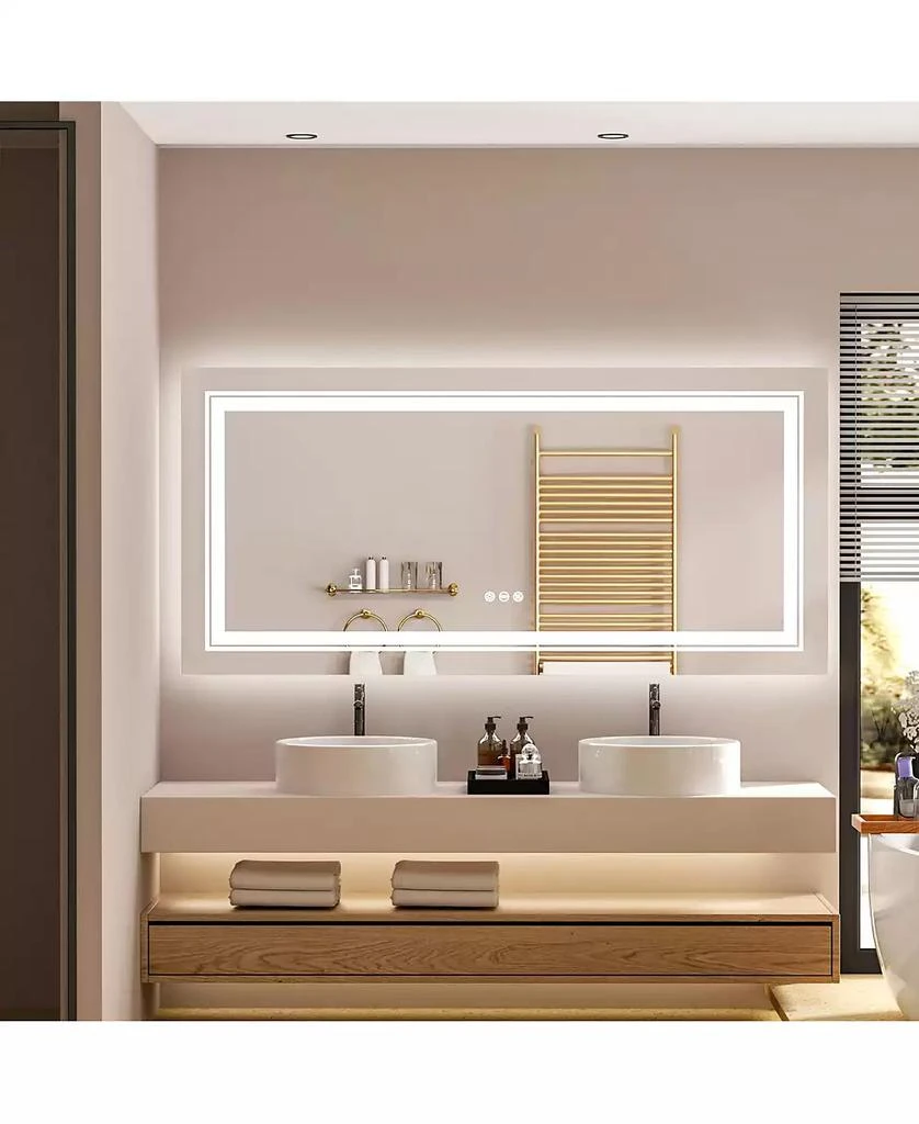 LUVODI 55.1 x 27.5 In Wall Mounted Bathroom Mirror Anti-fog LED Vanity Mirror for Home Hotel Salon