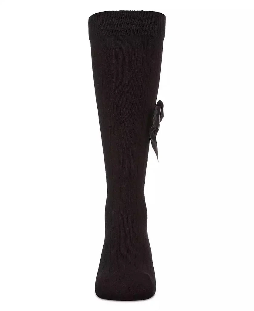 Memoi Big Girls Ribbed Stretch Cotton Bow Trim Knee Sock 2