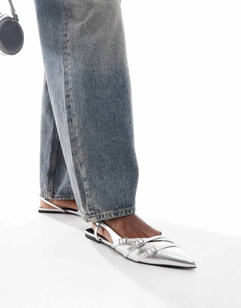 ASOS ASOS DESIGN Lotto slingback ballet in silver 1