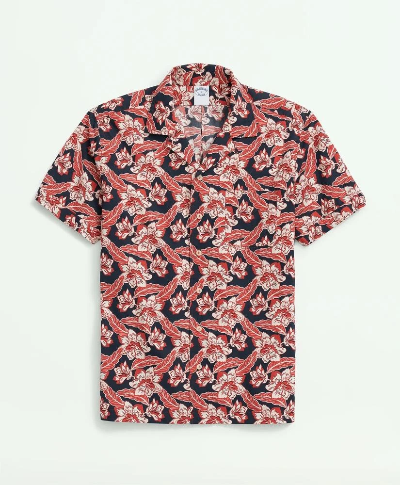 Brooks Brothers Cotton Short Sleeve Camp Collar Shirt In Voyager Print 1