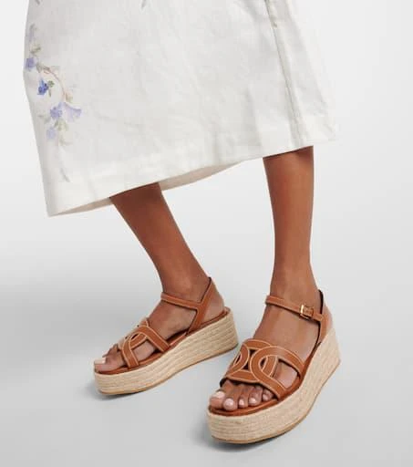 Tod's Kate leather espadrille wedges 4