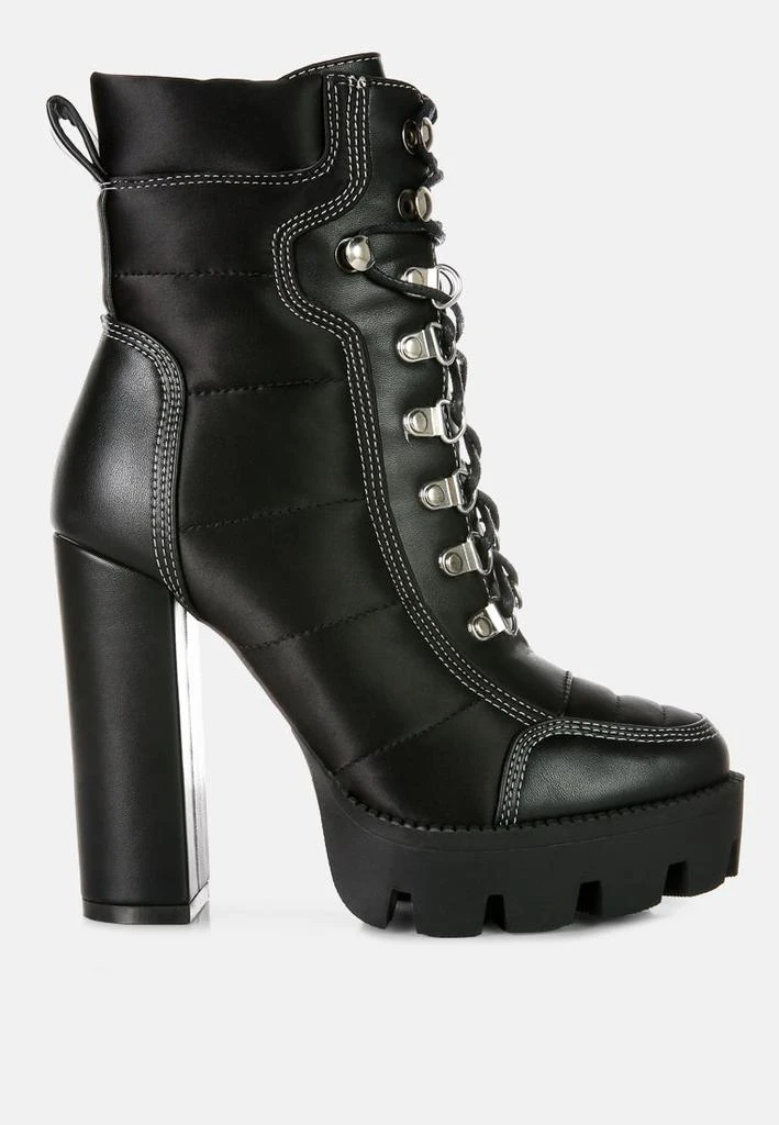 London Rag scotch high heel quilted satin biker boots 8