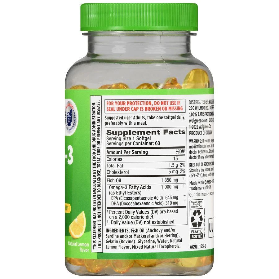 Walgreens Omega-3 Softgels (60 days) Natural Lemon 4